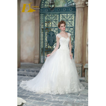 ED Bridal Exquisite Cap Sleeve Lace Applqiues Beads Floor Length A-Line Wedding Dresses